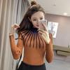 Frauen Schlank Pullover Herbst Rollkragen Lange-hülse Strick Outwear Streifen Pullover