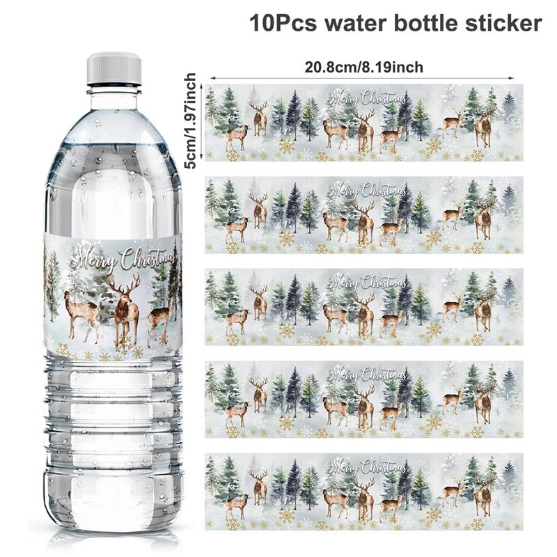 10 шт. Рождественские наклейки на бутылки с водой, рождественские наклейки-бирки для детских подарков, рождественские украшения 2026 Новый год as picture