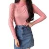 Women Bottoming Top Slim Fit Long Sleeve Half Turtleneck High Elasticity Pullover Keep Warm Solid Color Autumn Winter Lady Bottomed