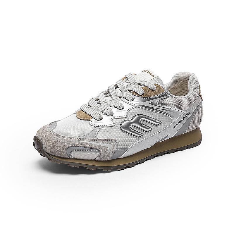 Leather Heightening LaceUp Color Matching Dad Shoes Women'S Spring Retro Casual Sports Running Forrest Gump Shoes Women