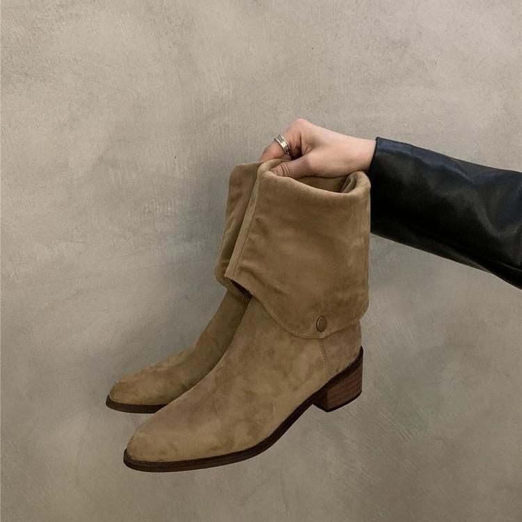 Suede two-wear stacking boots, new outdoor western cowboy boots V-port long knight boots in autumn and winter 2026
