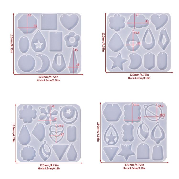 Geometric Earring Mold DIY Necklace Pendant Flower Crystal Epoxy Resin Molds