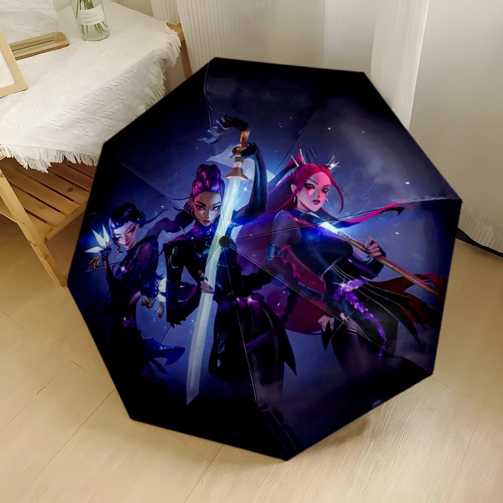1pz Ombrello Automatico da Esterno Kpop Compatto Design a 8 Stecche Plastica Ferro Resistenti Ombrello Resistente per Uso Quotidiano Ombrello con Fantasia Vivace Ombrello Regalo Festival