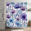 Purple Blue Watercolor Floral Shower Curtain Bathroom Decor Hanging Waterproof Shower Bath Mat Tiling Wall Stickers Home Decorat