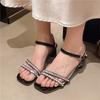 Summer 2025 New Niche High-heeled Sandals Women's Transparent Thick Heel with Crystal Rhinestones with Skirt Sandals