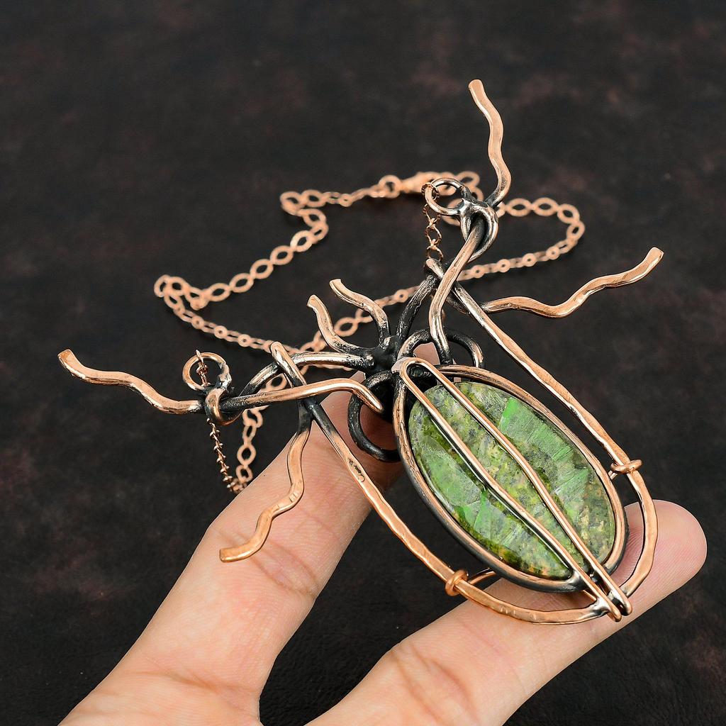 Unakite Necklace Copper Wire Wrapped Necklace Handmade Copper Jewelry Adjustable Chain Necklace Wire Wrap Gemstone Jewelry Gifts For Mother