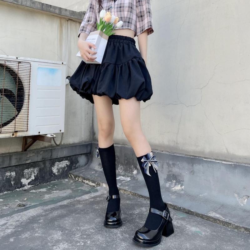 1 Pair Princess Style Dress Socks for Girl Calf Tube Frilly Socks Ballet Socks Ruffle Calf Socks with Bows Lace Top Sock