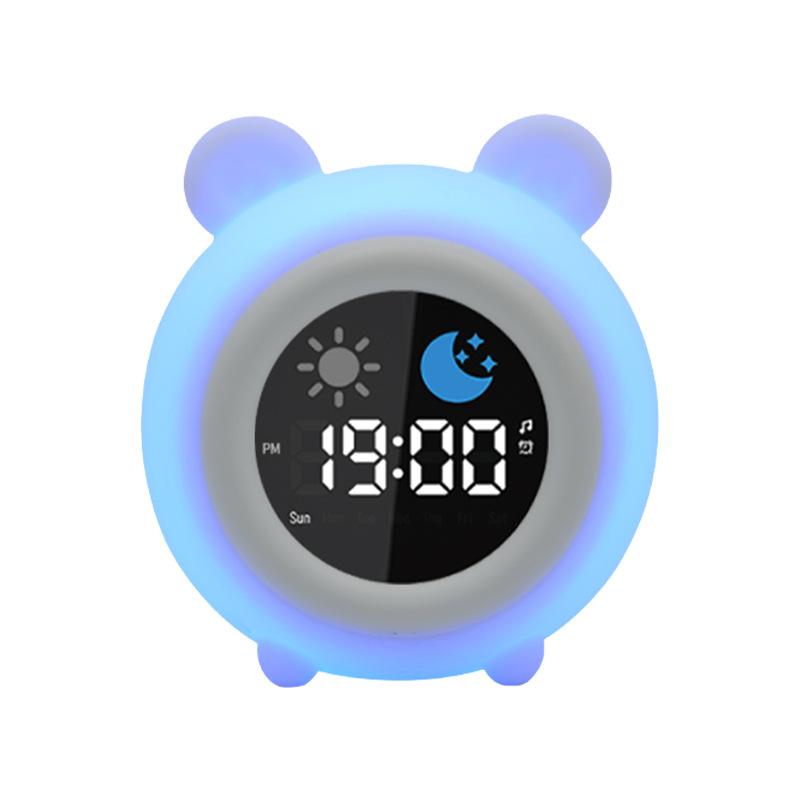 Cartoon digital display electronic clock animal patting color-changing silicone night light children's auxiliary sleep light