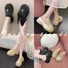 2025 summer new fashion trend rhinestone one pedal beach hollow thick-soled bag head half slippers women