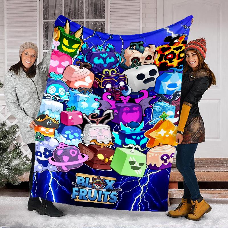 Coperta Stampata Tema Blox Fruits - Perfetta per Divano, Letto, Viaggio e Uso Esterno | Lavabile in Lavatrice, Accogliente e Durevole.