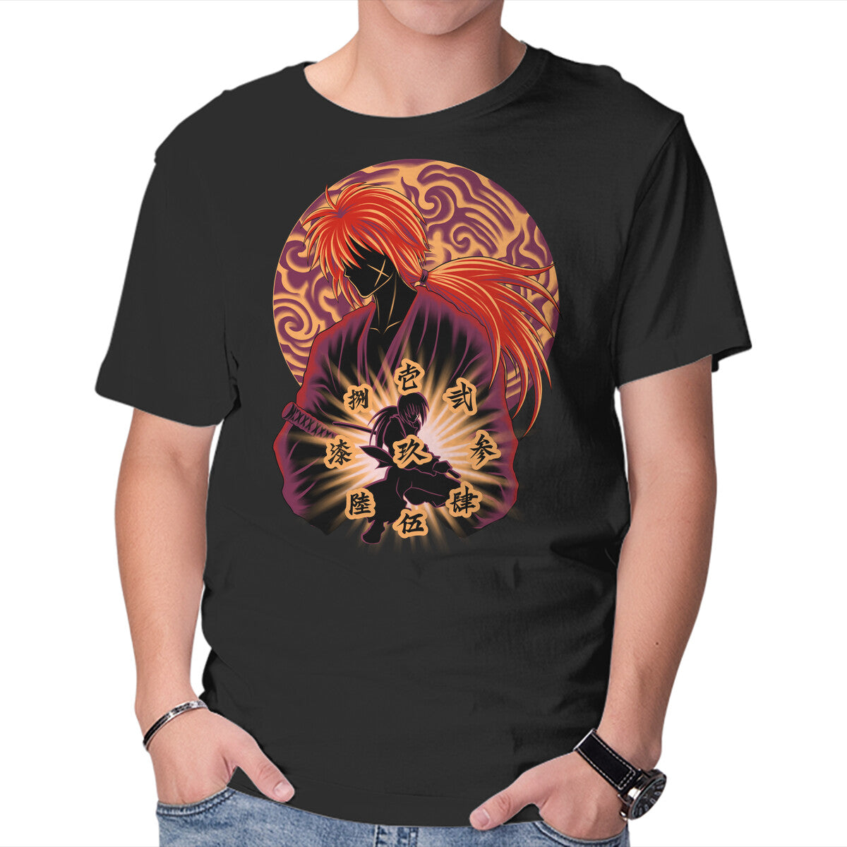 Unisex Crew Neck T-Shirt Flying Heaven Sword Graphic Short Sleeve Casual Tee XXXL