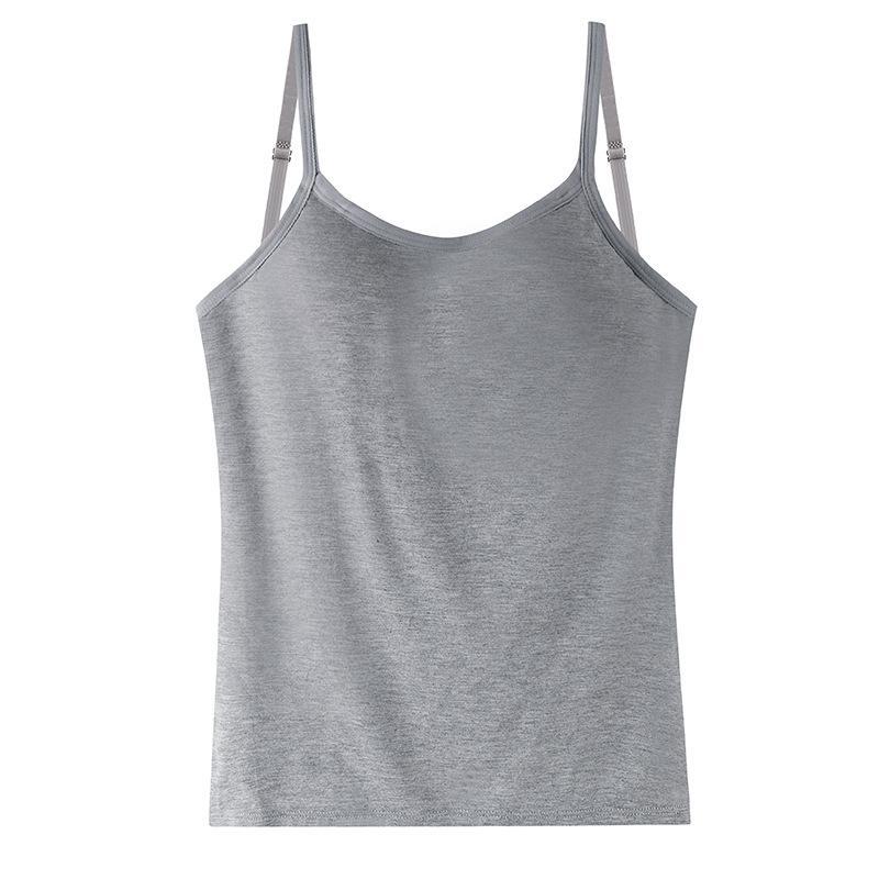 Women Sexy Soft Cozy Camisole with Built In Bra Adjustable Shoulder Strap Vest Tank Tops