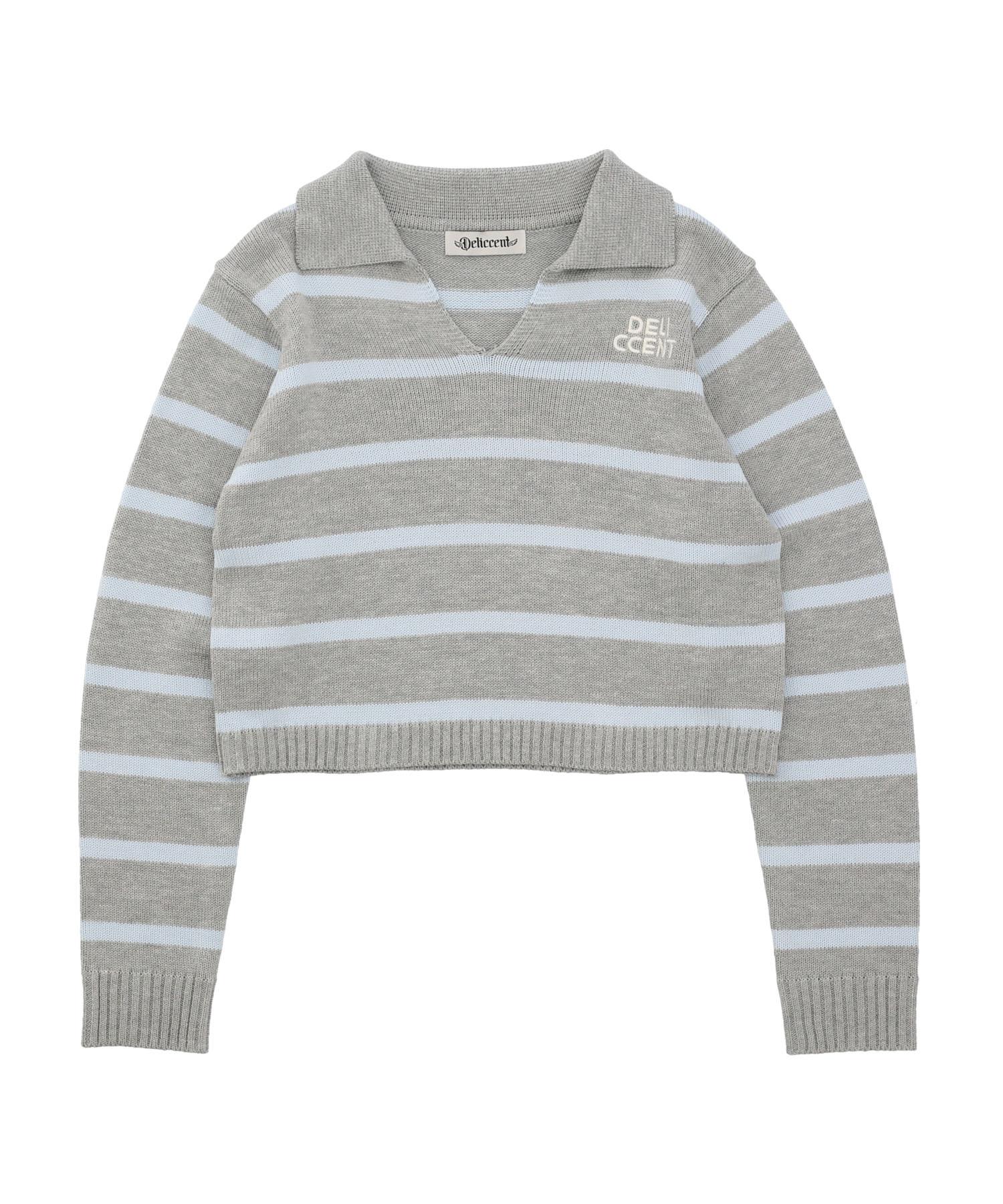 Deliscent Striped Collar Pullover [Gray] Gray/Free