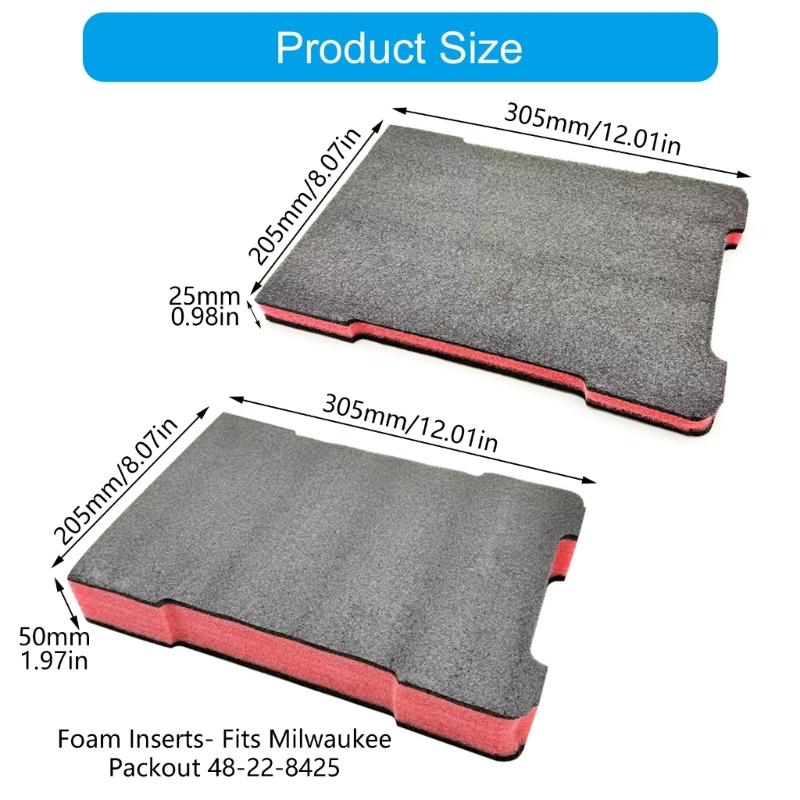 2pcs Customs Fit Foam Padding Inserts for 48-22-8435 Tool Case Liners Easy Cutting To Accommodate Instrument Secure