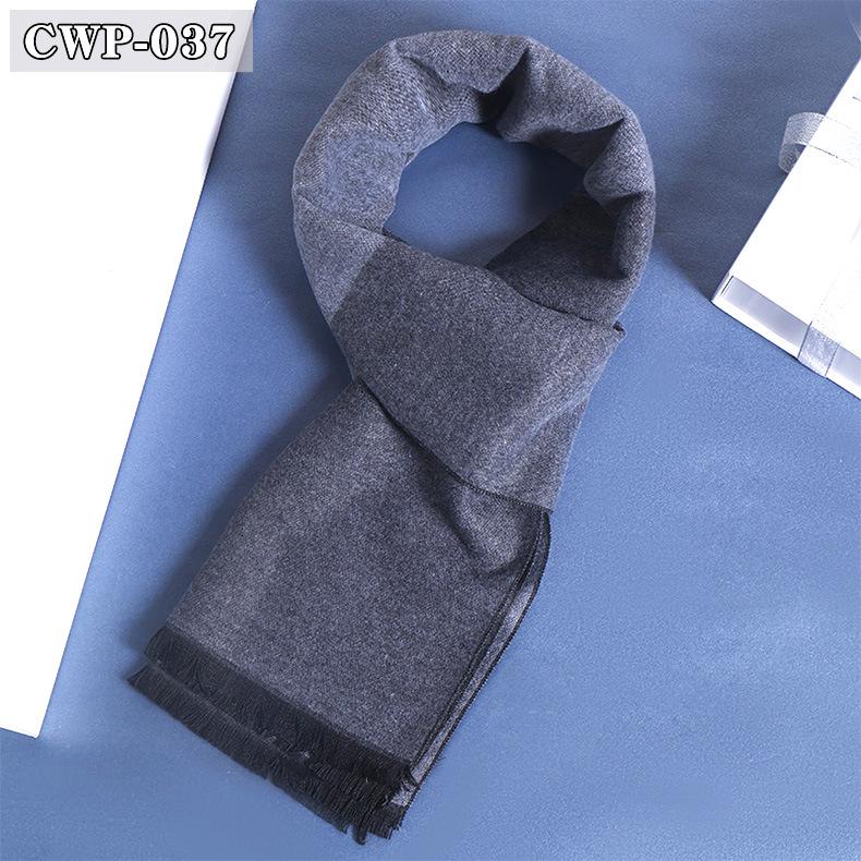 2025 Winter Men's Black Grey Plaid Imitation Cashmere Scarf