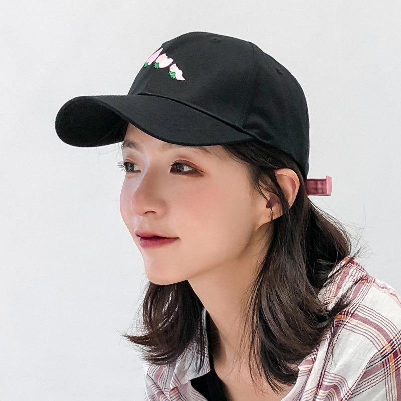 Summer cap female Korean version of all casual fashion baseball cap hipster plastic buckle black and white hat students
