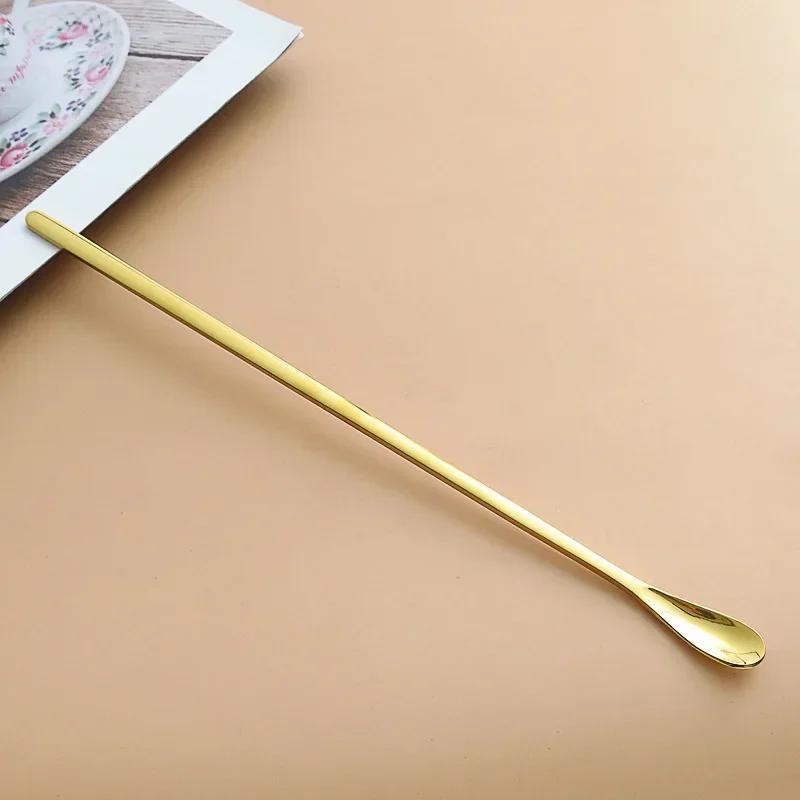 Stainless Steel Long Handle Coffee Stirring Spoon with Waterdrop Shape Ideal for Honey and Cocktail Mixing Bar Tool