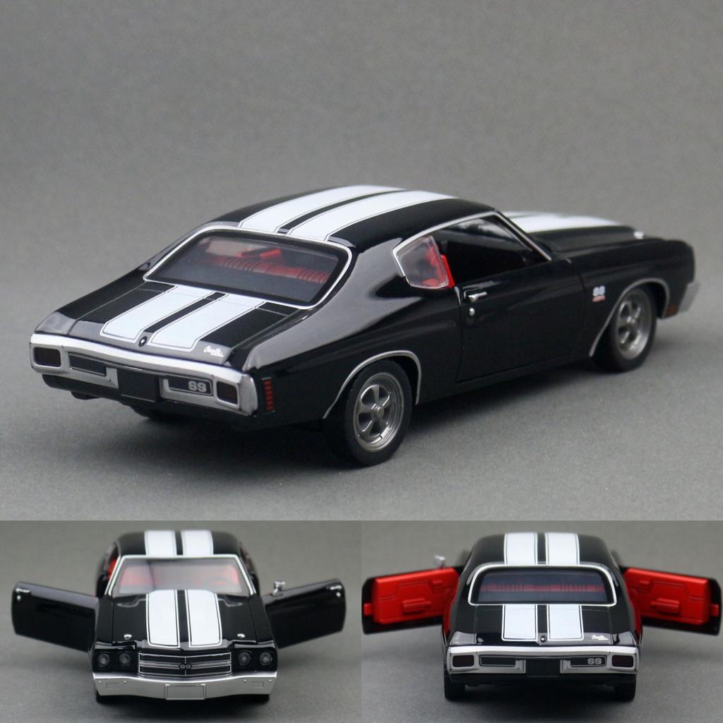 AABHC1 1/24 Chevrolet Chevelle 454 1970 Vintage Toy Car Model Diecast Metal Rally Miniature Sound & Light Gift For Kid Boy Collection