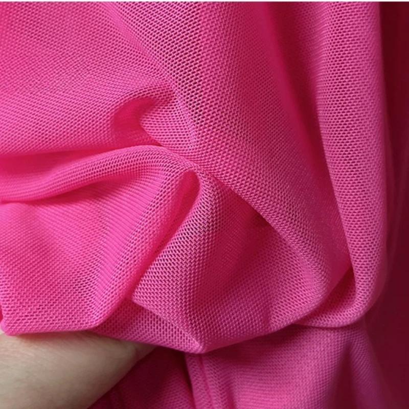 Wide 150cm Nylon Mesh Fabric Spandex High Elastic Dense Black White for DIY Sewing Lace Shirt Stockings