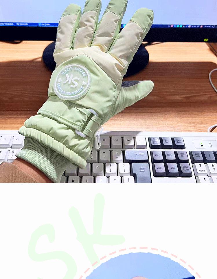 Women's Winter Ski Gloves: Warm, Thickened, Touchscreen-Compatible, Windproof, Water-Repellent, and Stylish Velvet-Lined for Outdoor Riding.