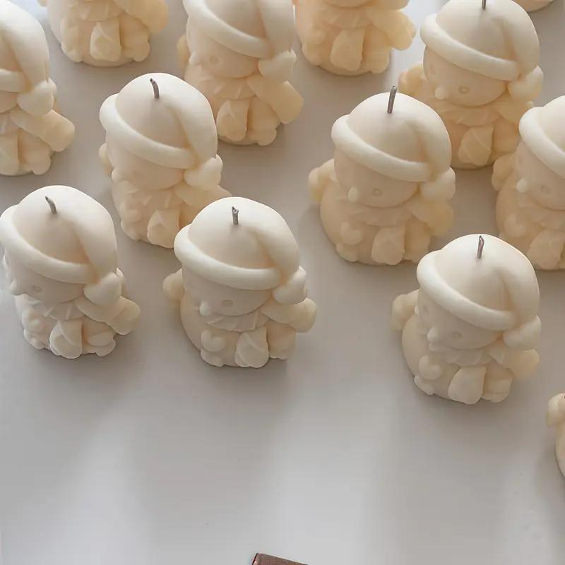 3D Christmas Snowman Silicone Mold Santa Craft Decor DIY Scented Candle Mould Resin Chocolate Cake Baking Supplies
