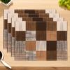 4/6/8/10PC Vintage Plaid Placemats Brown Rice Waterproof Restaurant Cafe Picnic Linen American Country Style