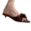 Bow Women's Slippers Fashion Sexy Heeled Shoes Elegant Dress Woman Sandals 2025 Summer Beach Flip Flops Luxury Zapatos De Mujer