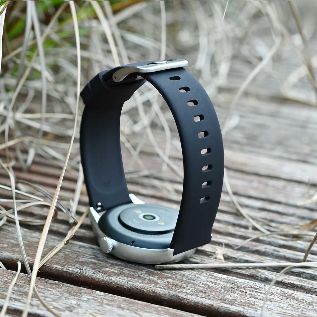 BISONSTRAP 17mm Thin Silicone Watch Band with Quick Waterproof Replacement Buckle Release, Strap, Black/Silver