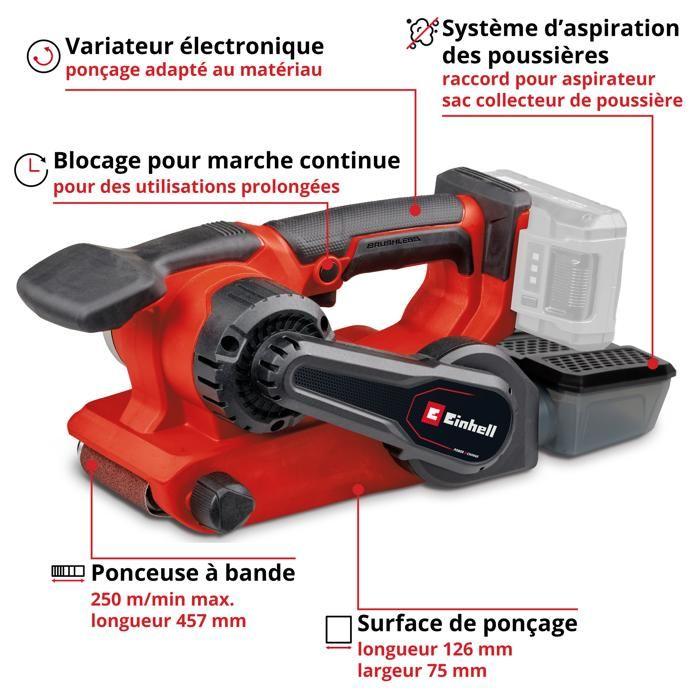 Einhell Professional Ponceuse à bande sans fil Einhell TP-BS 18/457 Li Solo PXC (18V) Livré sans batterie ni chargeur