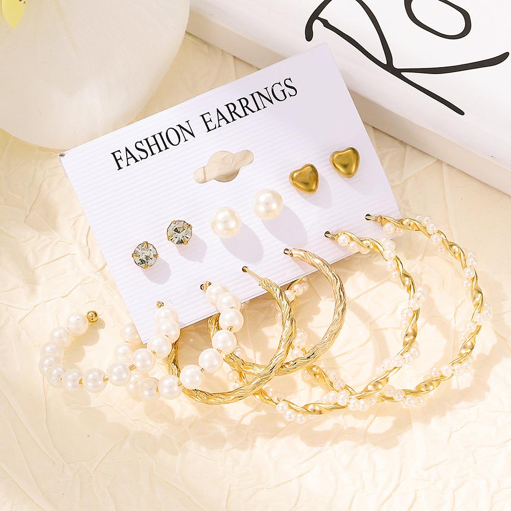 Set 18 Bucăți Cercei Aurii - Colecție Elegantă Aliaj Zinc Zircon pentru Femei, Cu Forme Diferite, Perfect pentru Purtare Zilnică