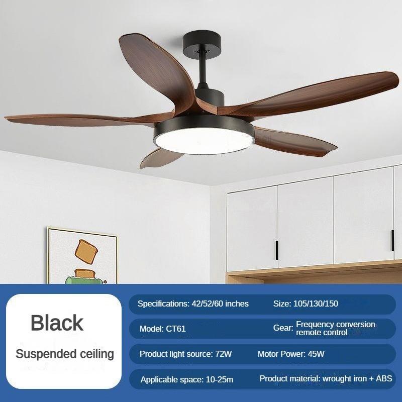 42/52/60-inch Full Spectrum Restaurant Fan Light Variable Frequency Household LED Electric Ceiling Fan Light Nordic Big Five Leaf Ceiling Fan Lamp