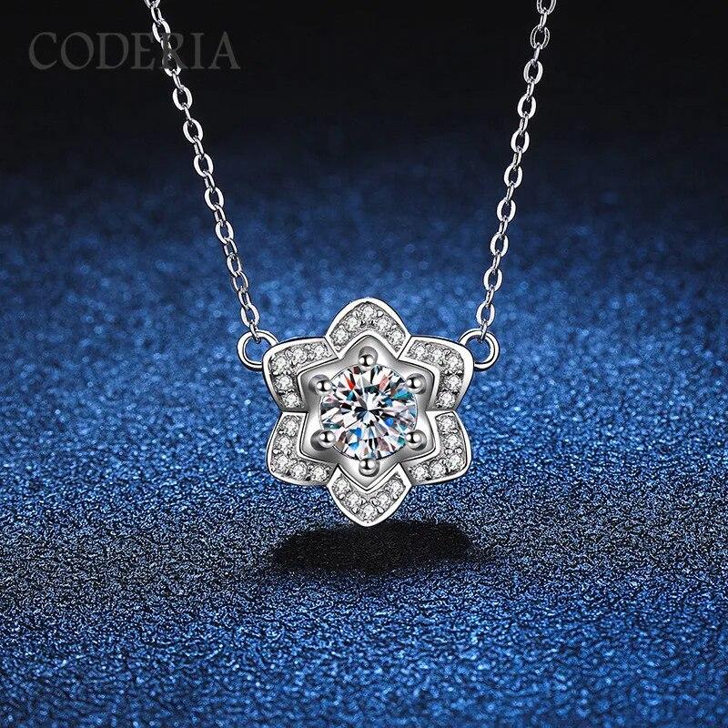 

S925 Серебро 18 К Позолота D Цвет 1 CT Муассанит Ожерелье Лаборатория Алмаз Камелия Подвеска Ожерелье Женская Мода GRA Ювелирные Изделия Zircon