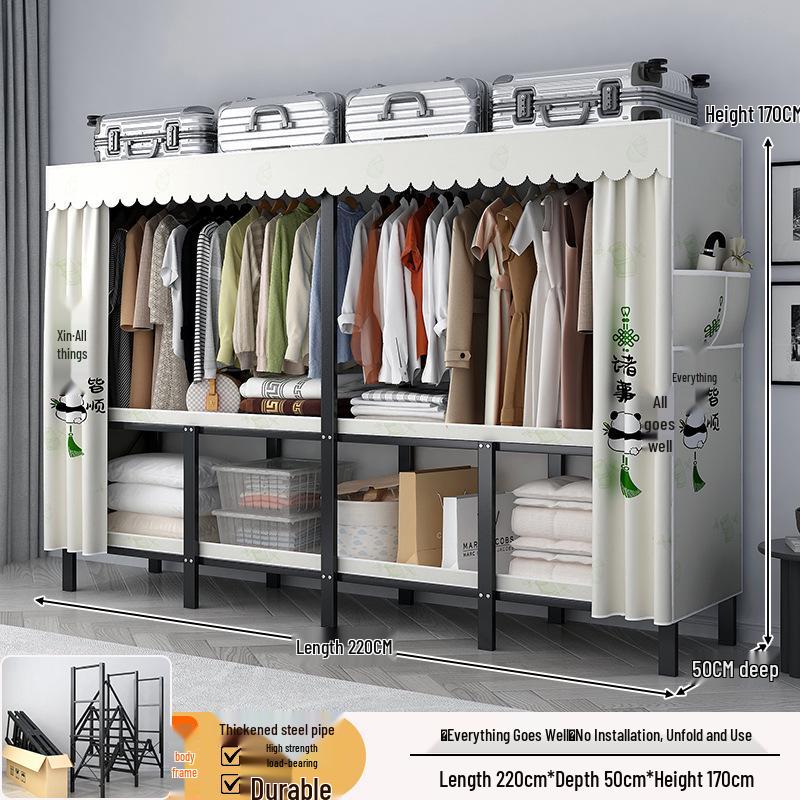 No-Assembly Wardrobe with Drawers: Foldable and Durable for Bedroom or Rental Room