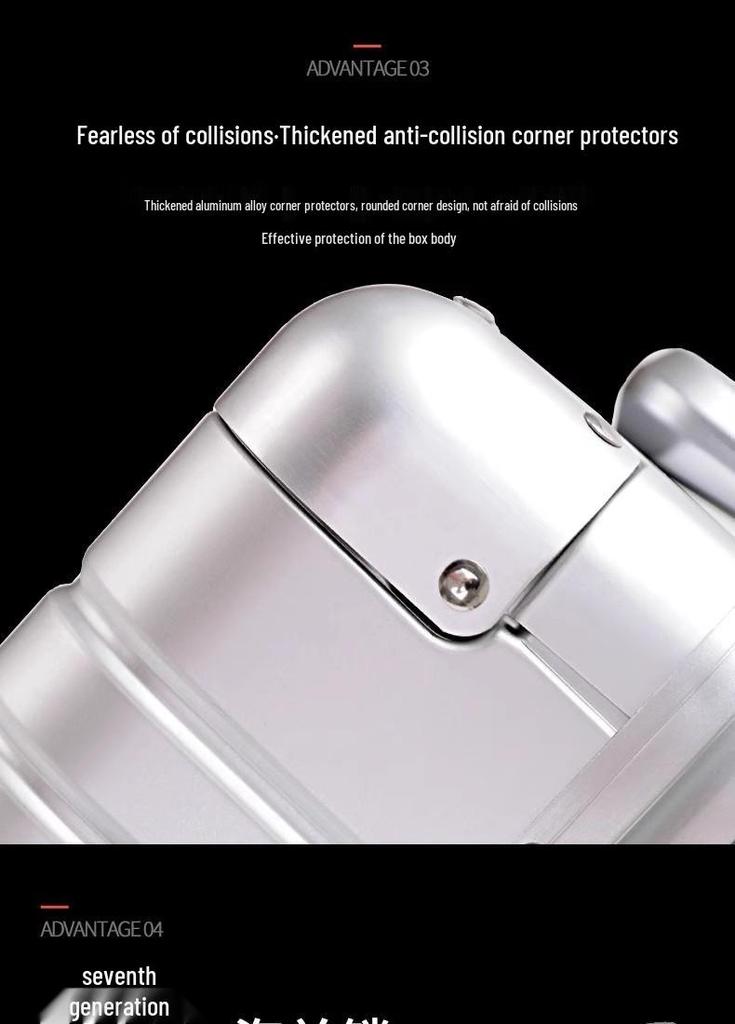 Leichter 20-Zoll Aluminium-Magnesium-Koffer, Vollaluminium mit Zahlenschloss, 28-Zoll Große Kapazität für Reisen