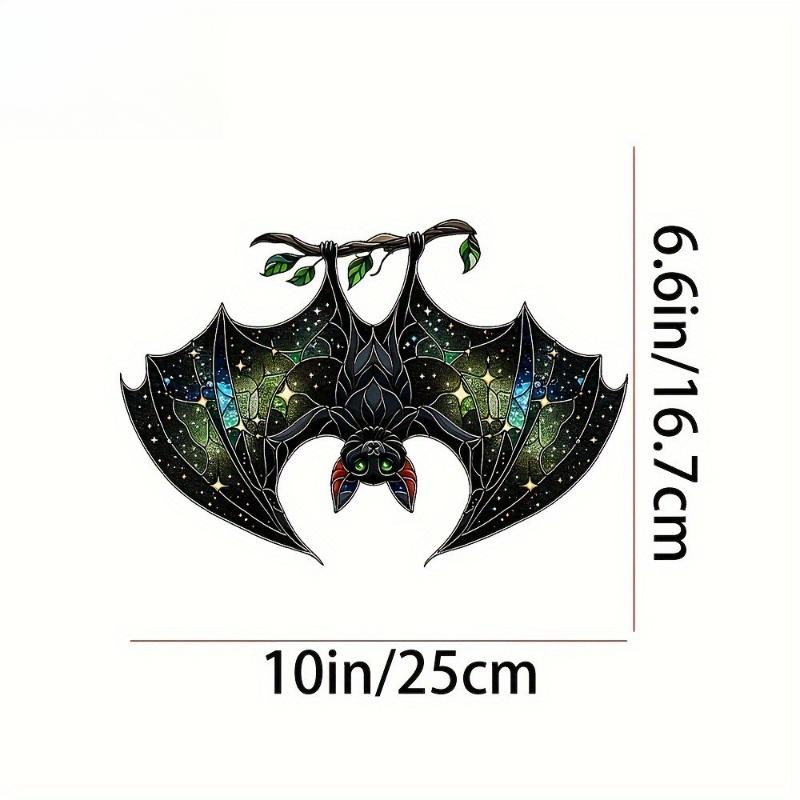 1pc Halloween Bat Stained Glass Suncatcher Window Hanging Acrylic Wall Art Suncatcher Decoration Ghosts Festival Colorful, Acrylic Desk Decor 25*16.7cm