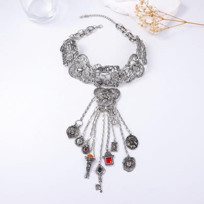 Bohemian Personality Retro Trend Alloy Antique Silver Old Lanyard Geometric Fringe Women's Necklace