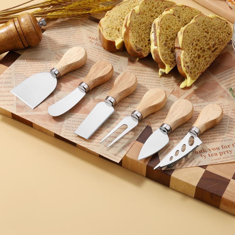 Edelstahl Käsemesser und Gabel Set Küche Eiche Käse Butter Pizza Messer Heim Backwerkzeuge