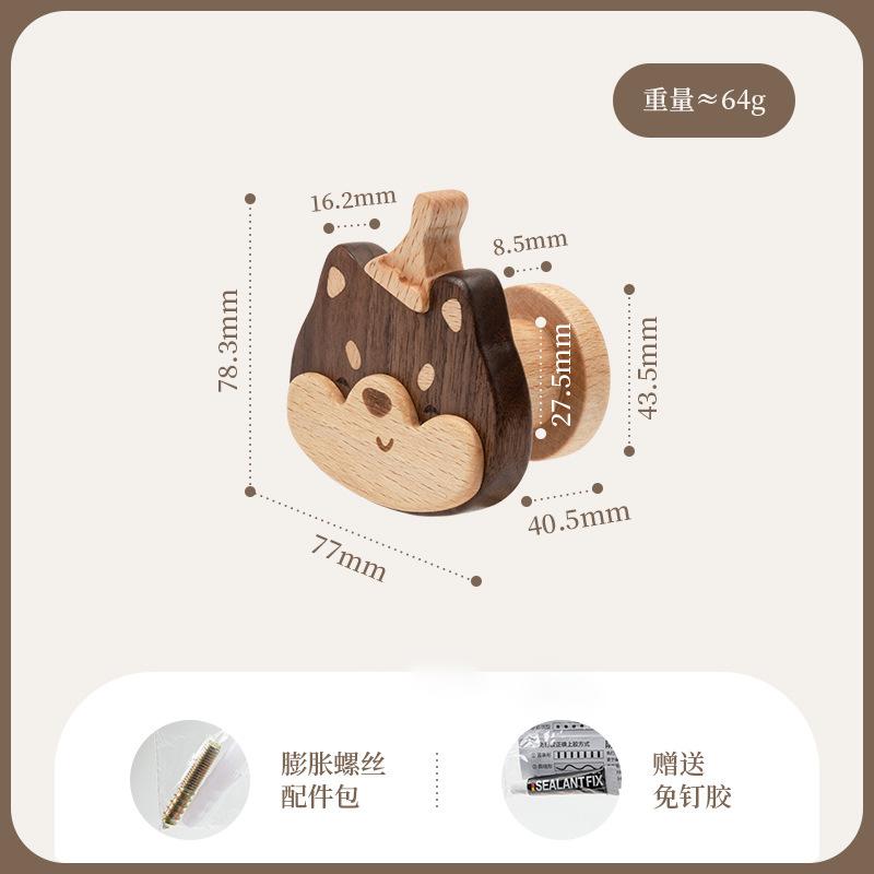 New Cartoon Walnut Wood Hook Beech Wooden Cute Animal Hook Wardrobe Hanger Children's Room Decora Hook Home Kitchen Accessories