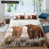 Highland Cow King Queen Duvet Cover Bull Bedding Set for Adults Cattle 2/3pcs Quilt Cover Farm Animal Polyester Comforter Cover