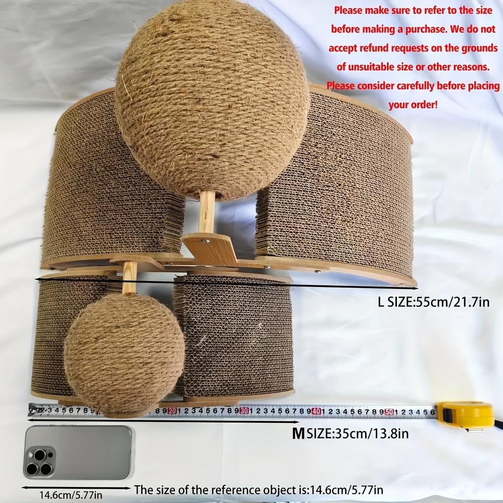 -Purpose Scratcher Featuring a Dangling Ball Toy A Tall Scratch Column Designed for Sharpening