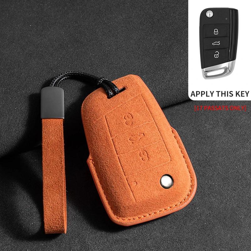 Suede Car Key Case Cover Fob Keychain for VW Volkswagen Golf 7 MK7 Tiguan MK2 for Ateca Leon FR Ibiza Skoda Octavia Kodiaq