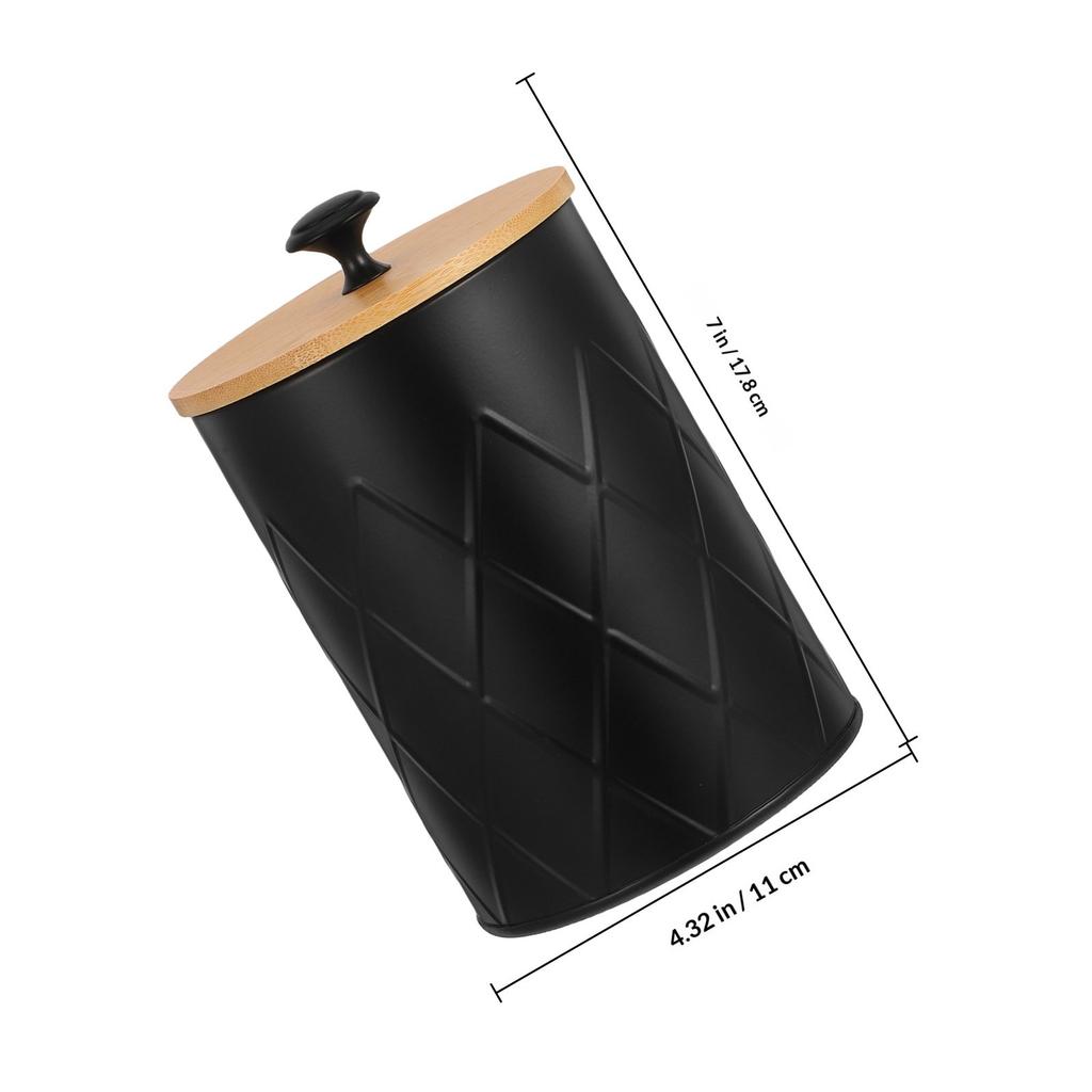 Metal Kitchen Canister with Airtight Bamboo Lid for Coffee Beans Tea Sugar Grains Spices Countertop Storage Freshness Keeper