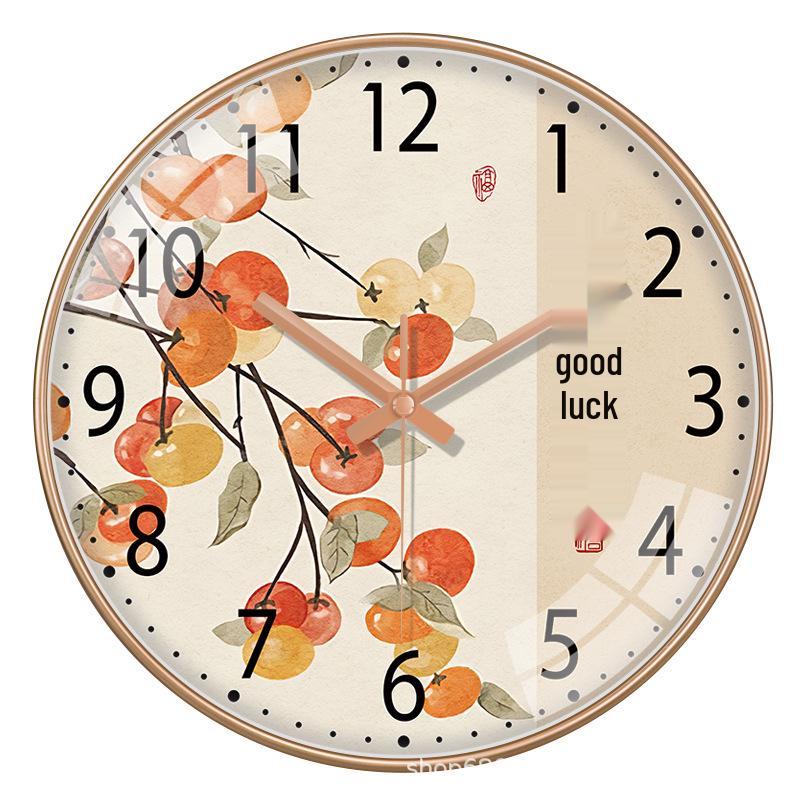 Chinese-Style Quartz Wall Clock - Modern, Punch-Free Living Room Decoration