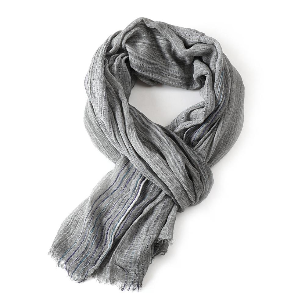 Бавовняні та лляні чоловічі шарфи в смужку Осінь Зима Чорний Темно-синій Теплий чоловічий шарф Чоловічі аксесуари З короткими китицями Bufanda Шаль