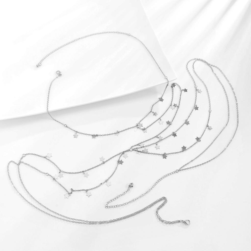 Beach Bikini Metal Multi-layered Chest Chain Sexy Star Tassel Chain Body Chain For Women