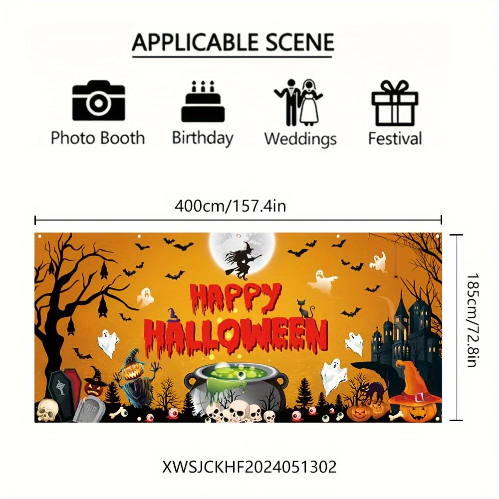 Halloween Garage Door Banner Decoration, Multi-purpose Halloween Happy Witch Potion Ghost Patternzyc