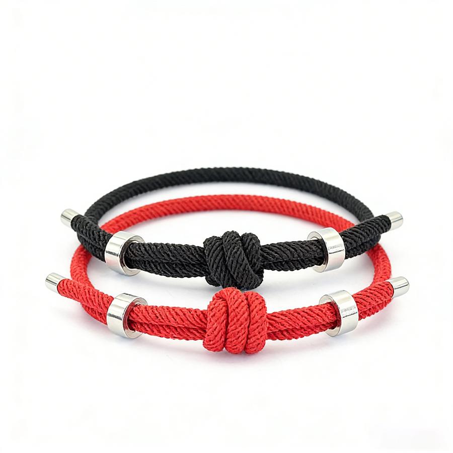 

Hiphop Rock Fashion 2Pcs Men Cord Bracelet 5 Color Options Premium Selected 4mm Sweat Absorbent Fabric Charm Braslet Adjustable