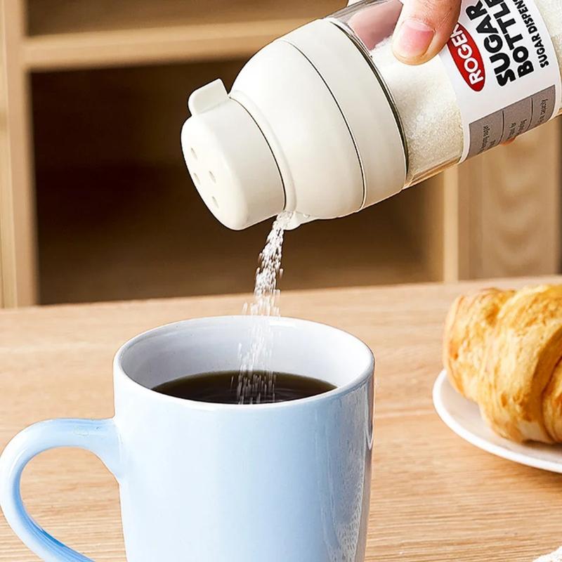 Multi Function Salt Shaker, 250ml Quantitative Dispenser with 3 Opening Modes, Dust Proof Spice Jar for Kitchen