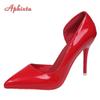 Aphixta 2025 Summer 10cm High Stiletto Heels Patent Leather Sandals Women Pumps Cool Pointed Toe Official Shoes Plus Size 46