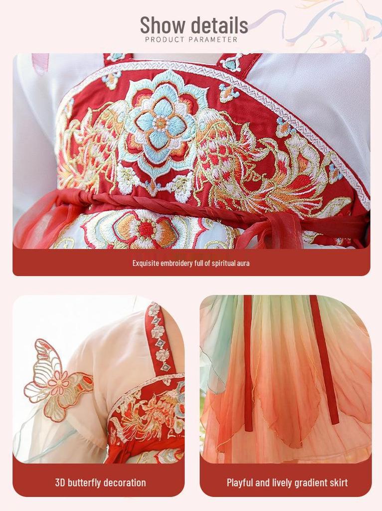 2025 Spring Hanfu: Girls' Chinese Fairy Dress, Ruqun-Style Performance Costume